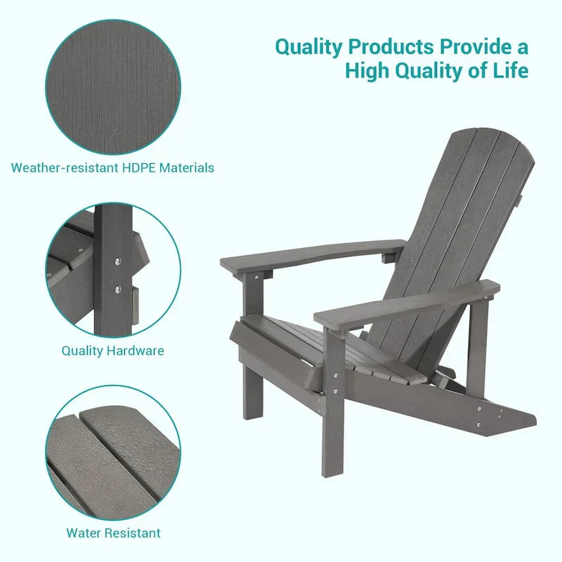 Bonosuki weerbestendige Adirondackstoelen van hout voor buiten, set van 4