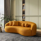 Blaine luxuriöses modernes Sofa im Japandi-Stil aus Bouclé-Stoff mit geschwungener Form