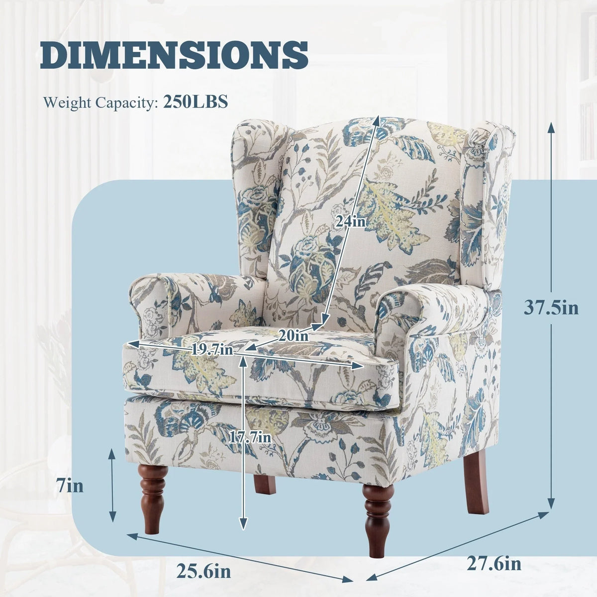 Erommy moderne accentstoel, fauteuil met hoge rugleuning, gestoffeerde stoffen fauteuil met knopen en houten poten voor de woonkamer