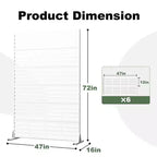 MAYEERTY 72x47 White Outdoor Natural Privacy Panel Screen, 6 Piece Set Natural Folding Divider for Backyard and Garden