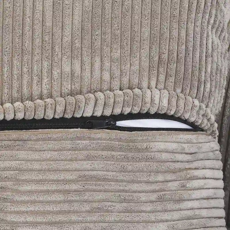 Grote modulaire hoekbank met corduroybekleding, U-vormig, 4-zits, met 2 ottomanen en 5 kussens