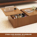 51.1 Mid-Century Modern Lift Top Coffee Table, Walnut Rectangular Center Table for Living Room