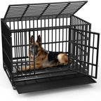 Cage pour chien BOSSIN robuste et indestructible de 48/38 po, chenil anti-fugue avec roulettes verrouillables