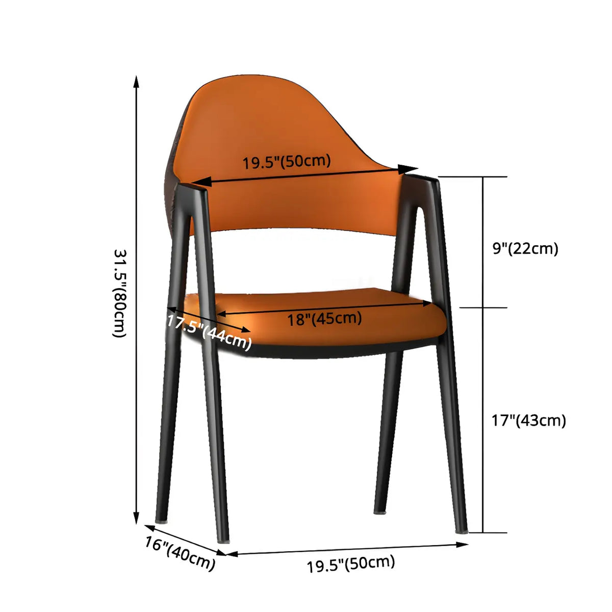 Moderner Ledersessel mit geschwungener Rückenlehne und offenen Armlehnen für das Esszimmer
