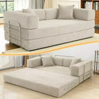 Dyonery 78Folding Sofa Bed Convertable Corduroy Couch King Size Floor Sleeper 4-in-1 DIY Combination Modular Sofa Fold Out Comfy sofa.