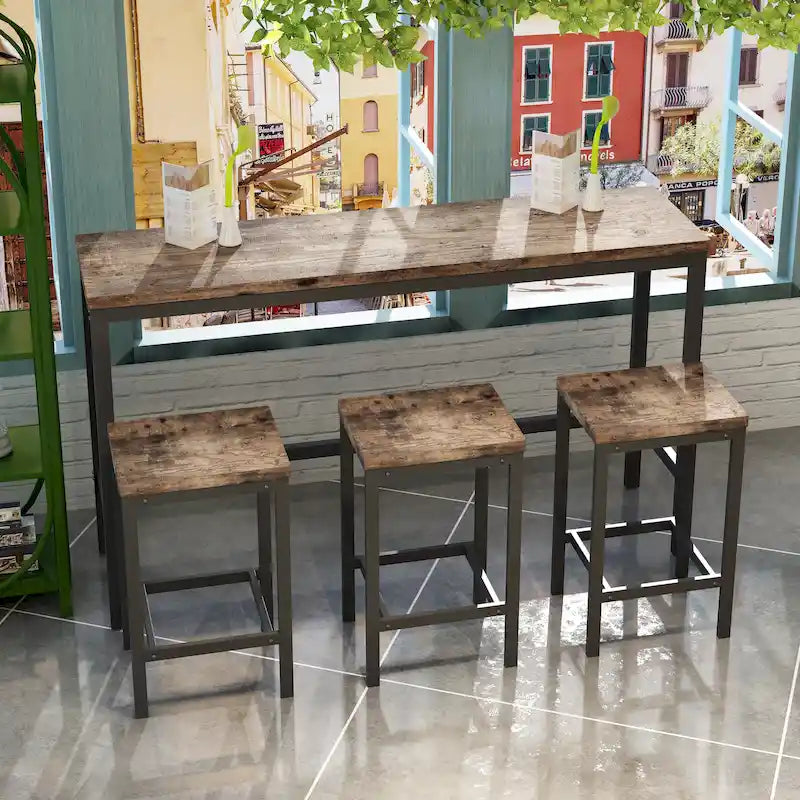 Ensemble de table de bar avec 3 tabourets