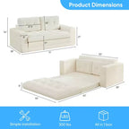 Mjkone 71' 2-in-1 slaapbank, opvouwbare loveseat met geribde stof en knopen, ruimtebesparend